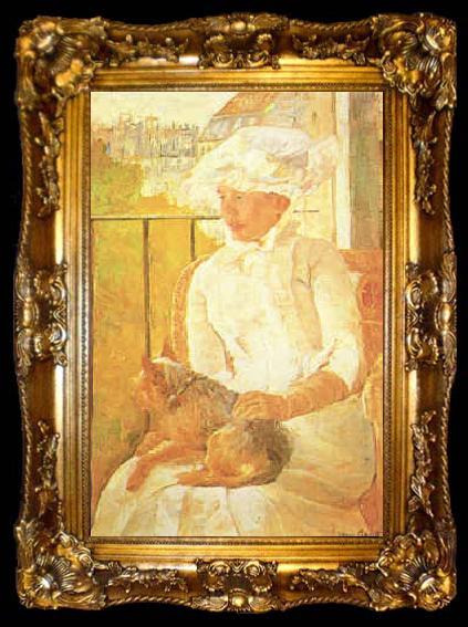 framed  Mary Cassatt Woman with Dog  ghgh, ta009-2